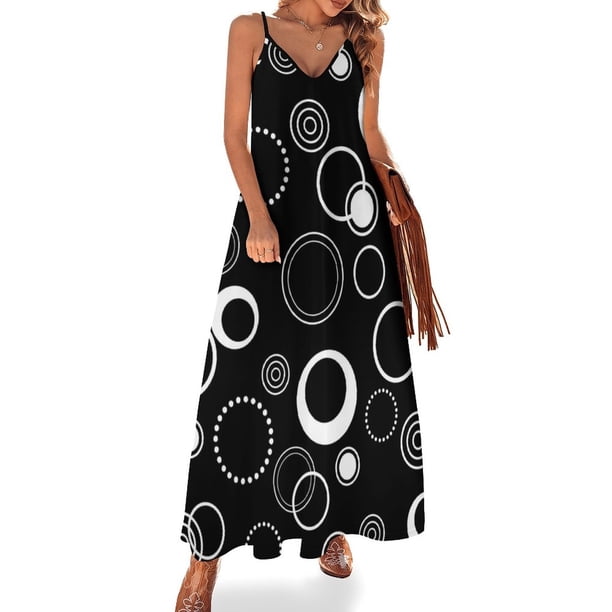Vestido sin mangas con estampado de círculos retro en blanco y negro vestidos para eventos especiales vestido morado Vestido para embarazadas