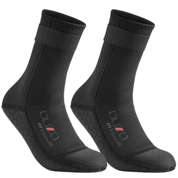 Men's 3MM Neoprene Dive Socks, Long Grip Design Swim Socks for Snorkeling, Diving, Surfing, and Water Sports with Secure Fit and Durable Sole Black XL
