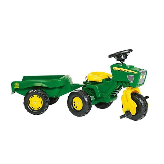 John Deere Pedal Vehicle Tricycle 3 Wheel Tractor Ride On with Removable Trailer 