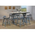 thumbnail image 2 of Kris Kitchen Dinette Swivel Bar Stools, Distressed Gray & Washed Blue Wood, Farmhouse, 28.5"H (Set Of 2), 2 of 5