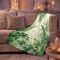thumbnail image 6 of Soft Green Tropical Palm Leaves and Misty Botanical Foliage, Botanical Rainforest Art for Plant Lovers, Birthday Gift, Cozy Flannel Blanket for Bedroom, Fresh Home Decor, 6 of 9
