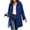 Blue, variant on Womens Hooded Coat Faux Suede Mid Length Jacket Button Front Long Sleeve Casual Outerwear with Side Pockets for Fall Winter