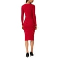 thumbnail image 3 of INSPIRE CHIC Women's Knitted Dress Long Sleeves Solid Color V Neck Buttons Slim Fitted Dress XS Wine Red, 3 of 6