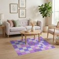 thumbnail image 3 of ODIKA 4'x6' Washable Area Rug Stain Resistant, Low Pile, Easy Care Purple Gingham Boho Charm Bold Checkerboard Grid Pink Checkered Refined for Dorm Room, Small Living, 3 of 7