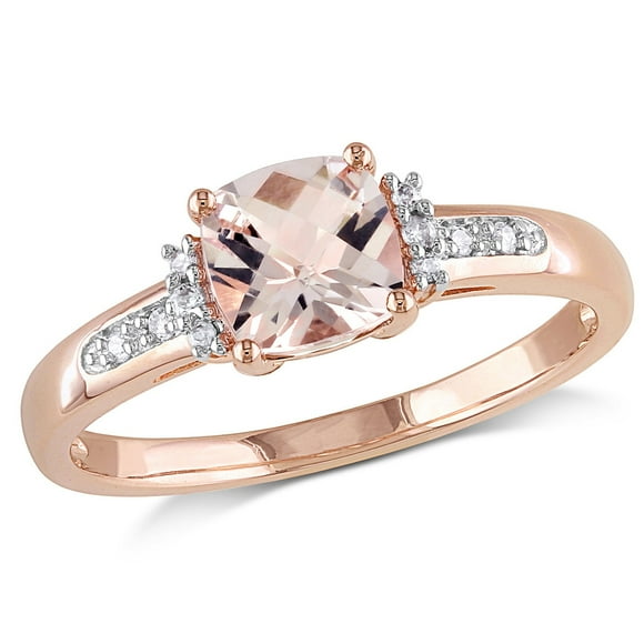 1.00 Carat (ctw) Morganite and Diamond Ring in 10K Rose Pink Gold