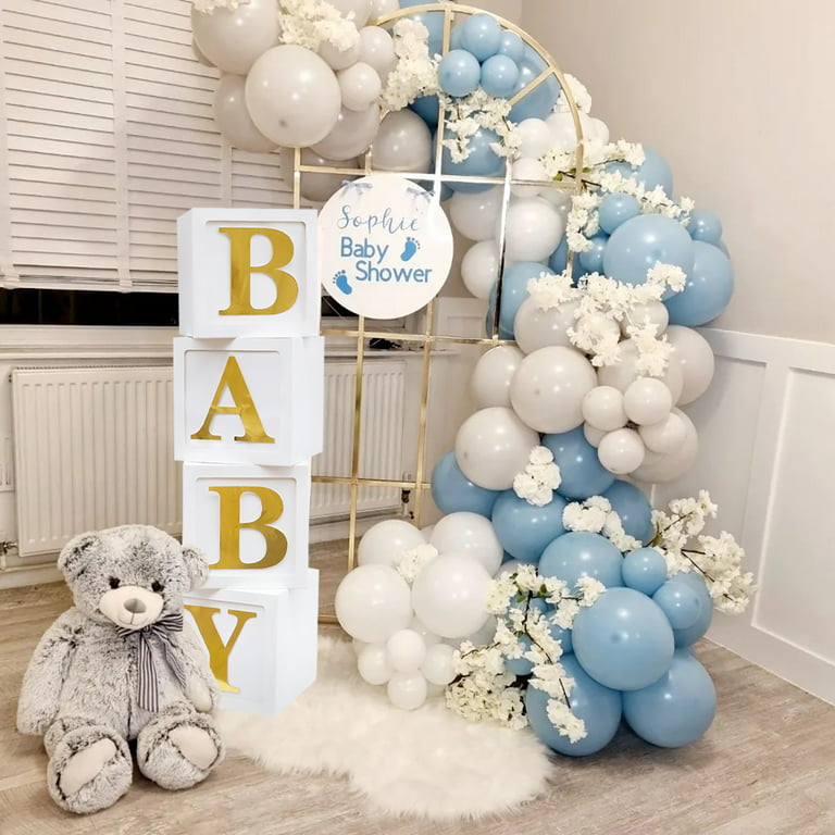 Baby Shower Decorations Sage Green Balloon Boxes, Boy Girl Baby Blocks with  Baby Letters for Baby Shower Decor Backdrop, Gender Reveal Decorations