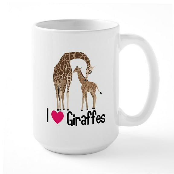 CafePress - I Love Giraffes - 15 oz Ceramic Large White Novelty Mug