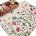 thumbnail image 2 of Area Rug for Living Room, Spring Floral Non-Slip Indoor Large Carpet for Bedroom/Dining Room, Pink Blue Flowers Butterfly Rustic Washable Low-Profile Rectangle Floor Runner Rugs - 5 x 8 Ft, 2 of 7