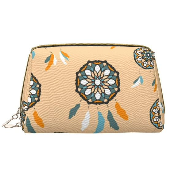 Large Clutch Leather Makeup Bag, Dreamcatcher Pattern Travel Toiletries Bag, Ladies Cosmetic Storage Bag