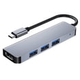 thumbnail image 2 of Tipo C HUB USB HDMI-Compatible con HDMI Adaptador de video Convertidor de oficina Alquiler de aleación de aluminio 4-IN-1 Mobile Dry Disk Docking Station sidaley  EL005673-00B, 2 of 7