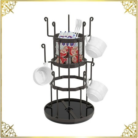 

Auledio 3 Tier Rotating Metal Mug Tree Organizer Freestanding Storage Rack Holds 15 Mugs for Kitchen (Bronze)