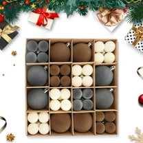 72PCS Velvet Christmas Balls Flocked Ornaments Plastic Balls Hanging Decorations for Xmas Tree Home Party Decorative Balls Set Mixed Sizes(C)