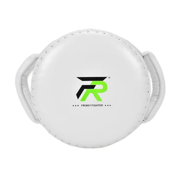 PU Boxing Pads Sparring Pad Kick Pad EVA Liner Equipment Target Strike Round Pad for Fitness, Practicing, Coaching, Unisex, Muay Thai White