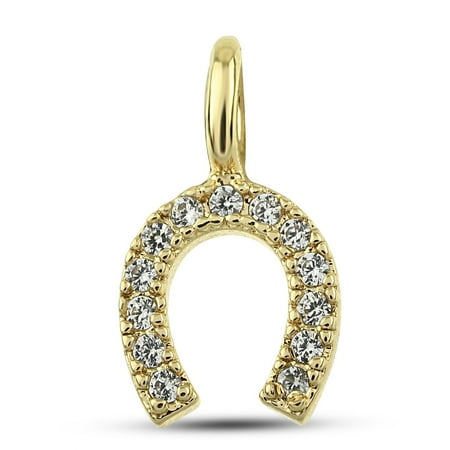 CZ Horeshoe Charm - Gold Plated Brass, Good Luck Charm with Cubic Zirconia Crystals - Dainty Charms for Bracelet, Necklace - DIY Bracelet Supplies