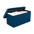 thumbnail image 3 of Seville Classics Cushioned Fabric Ottoman Hidden Storage Chest Footrest Chair for Bedroom, Dorm, Loft, Living Room, Entryway, Hallway, Blue Velvet, 30" Trunk, 3 of 6