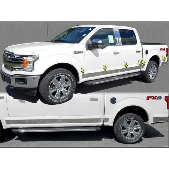 Stainless Steel Rocker Panel Trim 12Pc Fits 2015-2020 Ford F-150 TH55305 QAA