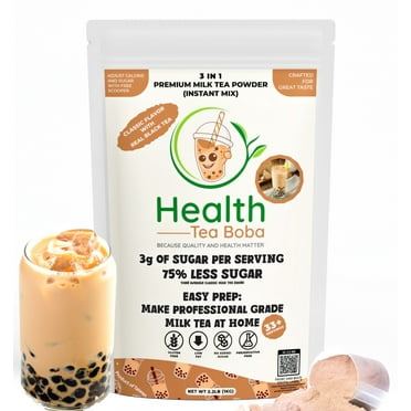 Milk Tea Boba Powder– Professional-Grade, Real Black Tea, Low Sugar, Low Fat, Gluten-Free, and Easy Prep for Over 33 Servings