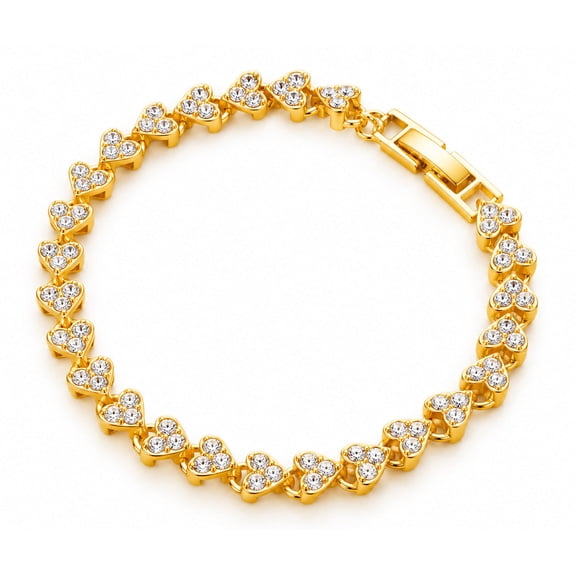 RubyLee Elegance Gold Heart Tennis Bracelet for Women