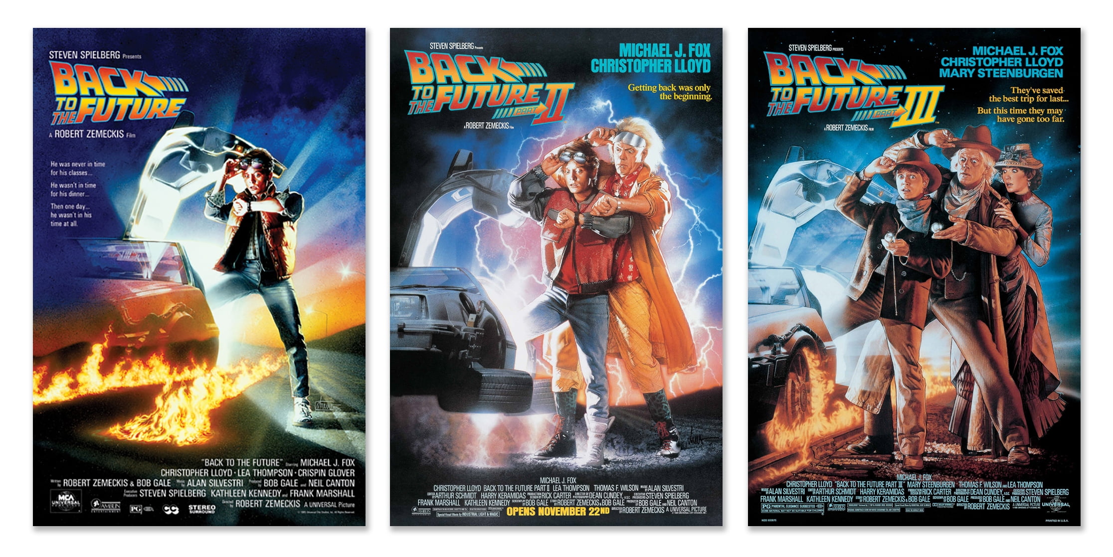 Back To The Future - Parts I, II & III - Movie Poster Set (Regular ...