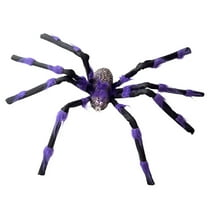47" Giant Realistic Halloween Spider Decor with Red Eyes - Extra Large Hairy Scary Spider for Indoor Outdoor Yard, Haunted House & Halloween Party Decorations