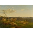 thumbnail image 3 of Carlo Dalgas 14x11 Black Modern Framed Museum Art Print Titled - Sheep on a Hill Near Skarridso (1845), 3 of 5