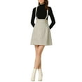 thumbnail image 2 of INSPIRE CHIC Women's Plaid Tweed Adjustable Straps Zip Bodycon Mini Suspender Skirt XS Ivory White, 2 of 5