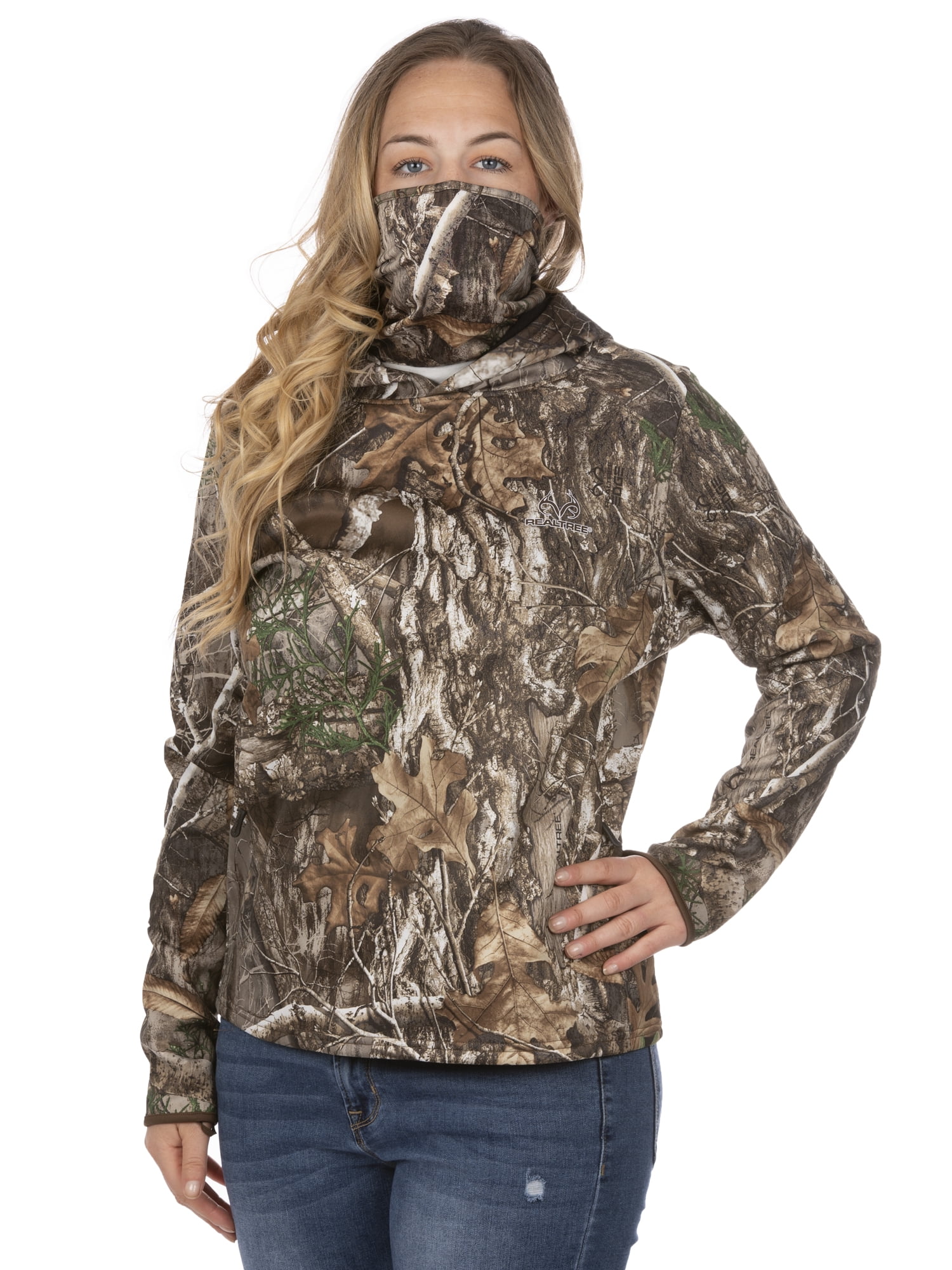 Realtree Edge Women Performance Pullover Hoodie with Neck Gaiter M