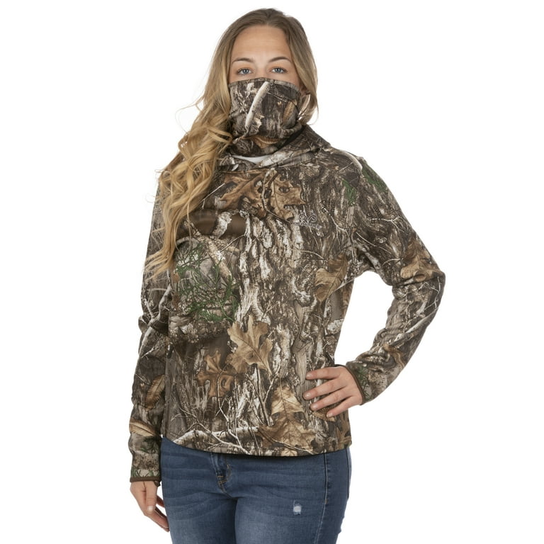Realtree Edge Women Performance Pullover Hoodie with Neck Gaiter M
