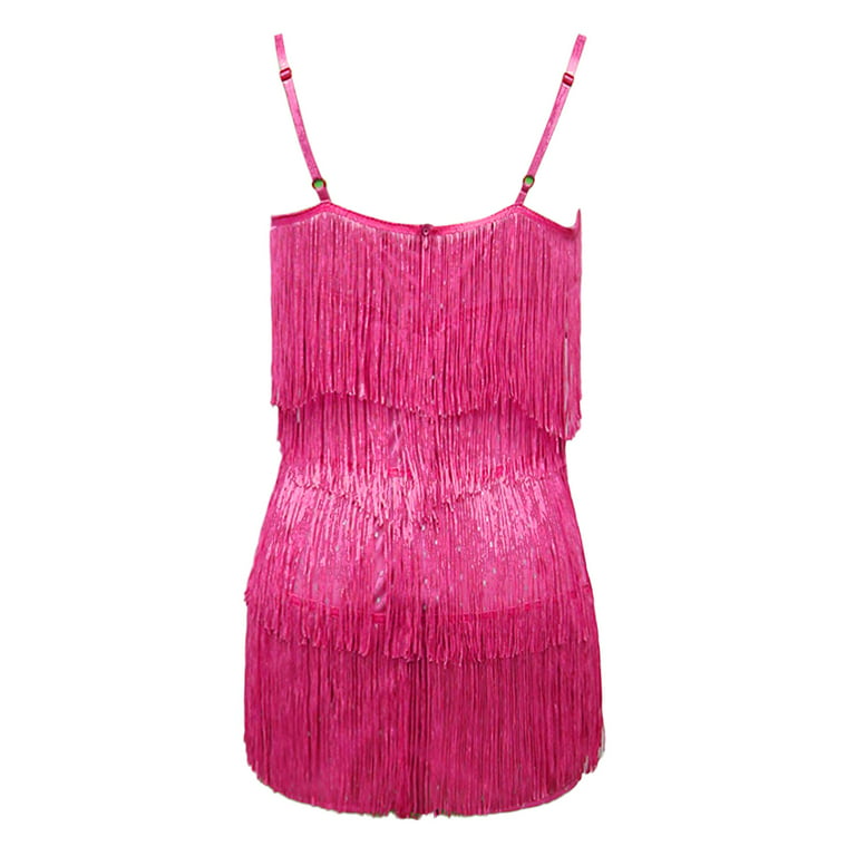 Sho Women's Sequin Fringe V-Neck Minidress - Hot Pink - Size 8