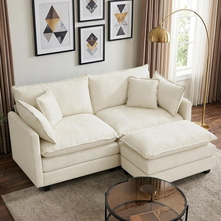 78” Modular Sectional Sofa, L Shaped Cloud Couch with Ottoman, Comfy Chenille Deep Seat Sofa for Living Romm