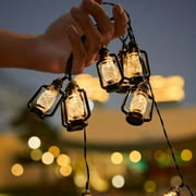Solar Powered LED String Lights | Fairy Lights for Indoor Outdoor Decor | 16ft Weatherproof Cylindrical Linen Lights for Bedroom Garden Patio Balcony Christmas Party Wedding Decoration