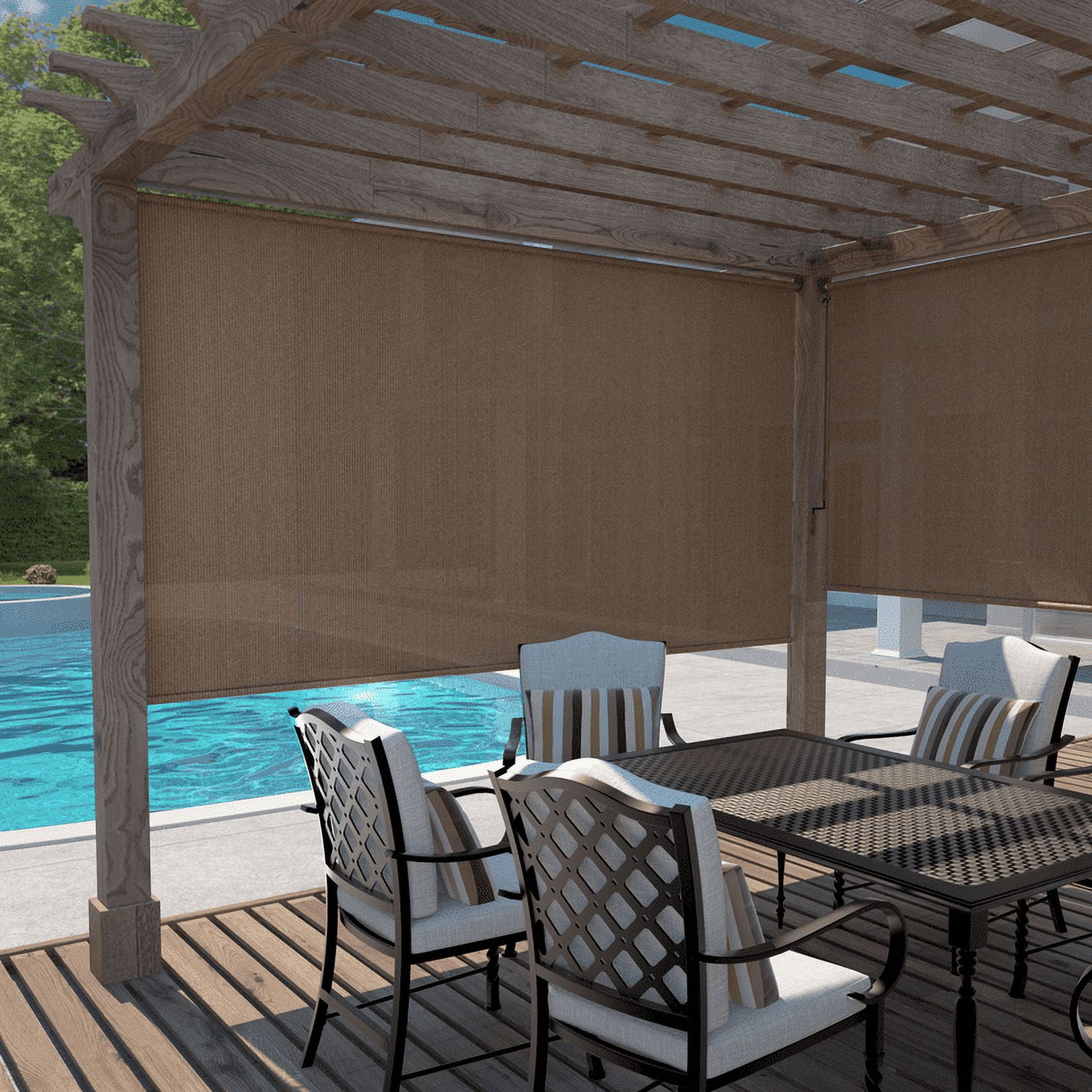 Gale Pacific 462178 Outback 95 Roller Shade 4 x 8 ft.- Walnut