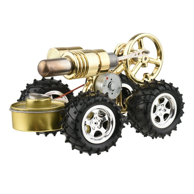 Stirling Engine Kit Electricity Generator Hot Air Car Motor Model Physical Generator Model with Flywheel Design Science Experiment DIY Education Toy for Teacher Adults Kids School Office Decor