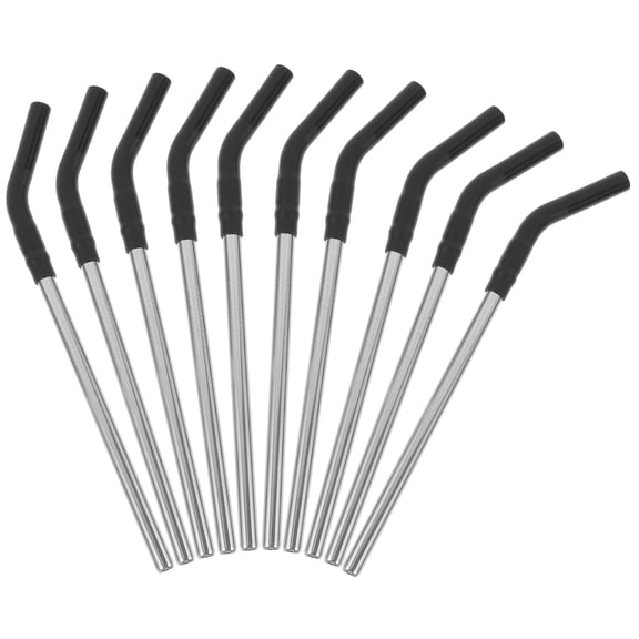 HONMEET 10Pcs Metal Drinking Straws with Silicone Tips Black Stainless Steel Reusable