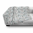 thumbnail image 2 of Cartoon Soft Flannel Fleece Blanket, Little Girl on Pony Along Clouds Mountains Sky Raindrops Doodle Theme, Cozy Plush for Indoor and Outdoor Use, 50" x 70", Baby Blue Rose and White, by Ambesonne, 2 of 5