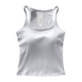 thumbnail image 5 of YMNXA Women's Tank Top Sleeveless Spaghetti Strap Square Neck Solid Color Built In Bra Comfortable Breathable Basic Camisoles For Daily Wear,White,One Size, 5 of 8