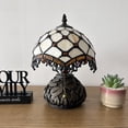 thumbnail image 6 of Tiffany Mini Table Lamp Beige Stained Glass Crystal Beans Included LED Bulb Dragonfly Base for Living Room Dining Room Bedroom Bedside 12'H*8"W, 6 of 7