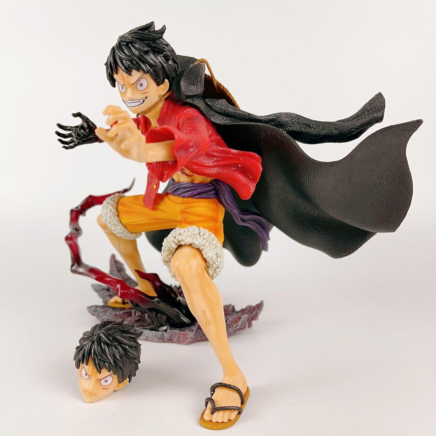 Luffy Figure Fighting Monkey D. Luffy Replacement Head Anime Figures 19cm/7.5inch PVC Cosplay Model Collectible for Anime Fans Gift