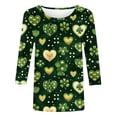 thumbnail image 2 of Xuyuer St. Patrick's Day Womens Fashion 3/4 Sleeve Round Neck Casual Cute T Shirts Shamrock Printed Graphic Tunic Blouses Tee Casua Basic Business Work Tops, 2 of 5