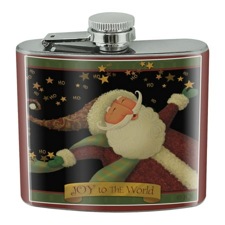 

Christmas Holiday Santa Joy to the World Stainless Steel 5oz Hip Drink Kidney Flask