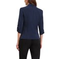 thumbnail image 3 of Blazer de solapa inspirador para mujeres con mangas 3/4, bolsillo, botón único, traje de trabajo L, azul real, 3 of 6