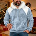 thumbnail image 2 of EliteGoogv Men's Color Block Fleece Hoodie Faux Fur Collar Pullover Sweatshirt Drawstring Kangaroo Pocket Long Sleeve Cozy Loose Fit Winter Top,M, 2 of 7
