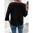 thumbnail image 6 of DOKOTOO Womens Tops Summer V Neck Lace Blouse Tops 3/4 Sleeve Embroidered Shirts Black M US8-10, 6 of 10