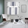 thumbnail image 4 of Blue Vertical Striped Kitchen Curtains Sets for Windows 24 Inch Length, White Minimalist Modern Rod Pocket Window Treatments Tier Curtains and Valances Set for Bedroom/Bathroom, 4 of 8