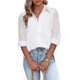 thumbnail image 4 of Women's White Geometric Textured Button Shirt, 4 of 4