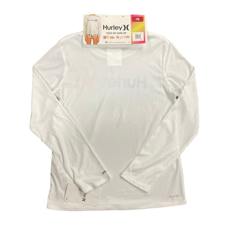 Hurley Youth Girl's UPF 50+ H2O Dri Fit Long Sleeve Rash Guard Swim Top  (White, 4) - Walmart.com