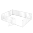 thumbnail image 4 of Queen Size Floor Bed Frame, Montessori Floor Bed Frame with Fence & Door, Wood Bed Frame for Girls and Boys, No Box Spring Needed, Easy Assembly, White, 4 of 8