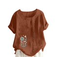 thumbnail image 1 of Túnica de Manga Corta Tops para las Mujeres Océano Pescado Impreso Blusa, Ropa Casual Ver Botón Arriba Camiseta, 1 of 4