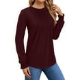 thumbnail image 2 of OALUXE Pleated Blouses for Women Long Sleeve Shirts Dressy Casual Tunic Tops with Smocked Cuffs, 2 of 7