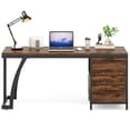 thumbnail image 3 of Fnova 59'' Computer Desk, Home Office Writing Table with 3 Reversible Drawers, Industrial File Storage Desk, Sturdy Metal Frame with Adjustable Feet, for Home Office & Study, 3 of 16